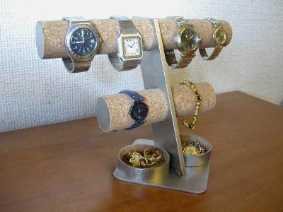 画像2: 腕時計スタンド　6本掛け腕時計スタンド丸トレイバージョン