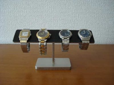 画像1: 腕時計スタンド　ブラックコルク4本掛けバー腕時計スタンド