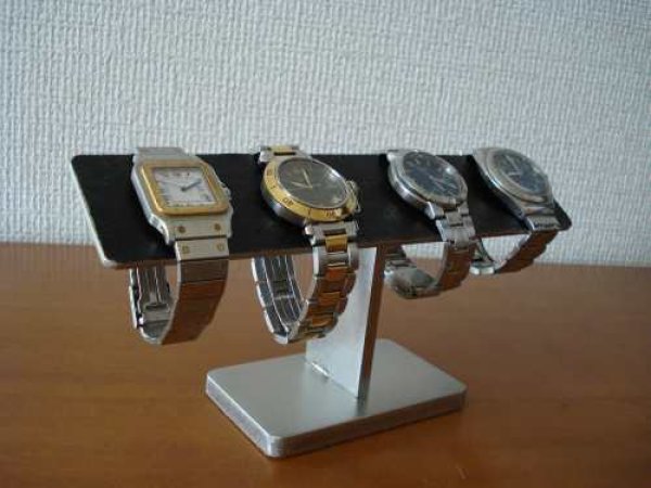 画像1: 腕時計スタンド　ブラックコルク4本掛けバー時計スタンド (1)