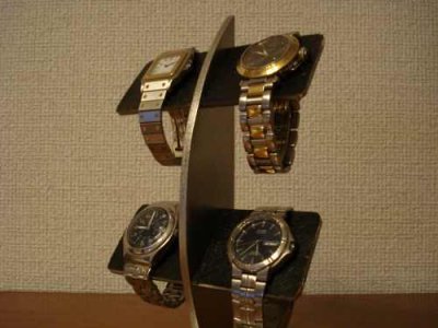 画像1: 腕時計スタンド　腕時計スタンド 4本　ブラックコルクバー4本掛け腕時計スタンド
