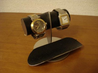 画像2: 腕時計スタンド　どっしりちょっと太めパイプブラックコルク腕時計スタンド