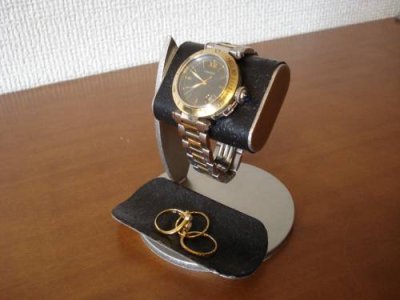 画像1: 腕時計スタンド　時計スタンド　ウオッチスタンド　ブラックコルクディスプレイ腕時計スタンド　黒トレイバージョン