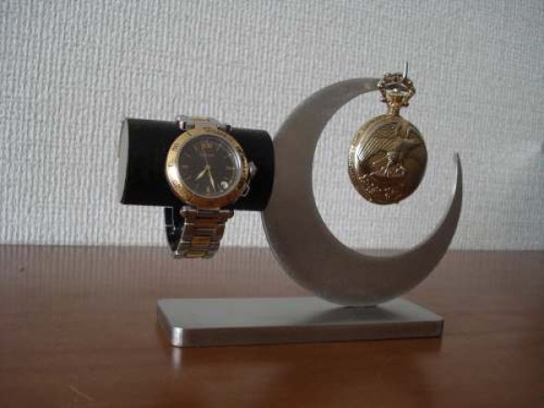 画像1: 腕時計＆懐中時計スタンド　ブラックスタンダード (1)