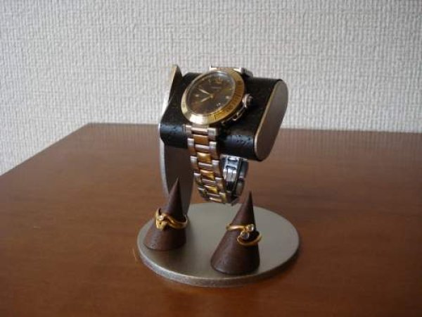 画像1: ブラックコルク腕時計スタンド　ダブルリングスタンドバージョン　 (1)