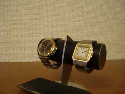 画像3: 時計収納スタンド　どっしりちょっと太めパイプブラックコルク腕時計スタンド