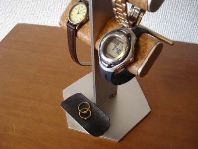 画像1: 時計収納！6本掛け、腕時計＆革バンド時計ブラックトレイ付き腕時計スタンド　WSD099