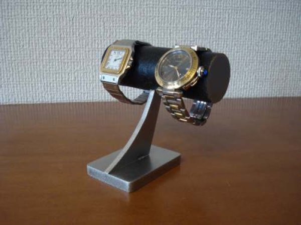画像1: 腕時計スタンド　ブラック2本掛けデスクウォッチスタンド　WSD78 (1)