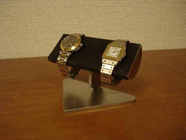 画像1: 誕生日プレゼントに　半円2本掛けブラック腕時計スタンド　WSD450  (1)