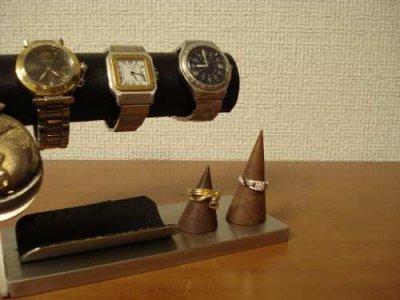 画像2: プレゼントに　腕時計スタンド！3本掛け腕時計スタンド＆懐中時計、ダブルリングスタンド　WSD456 