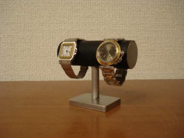 画像1: 腕時計スタンド　角台座2本掛けブラック腕時計スタンド　WSD8855 (1)
