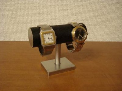 画像1: 腕時計スタンド　角台座2本掛けブラック腕時計スタンド　WSD8855