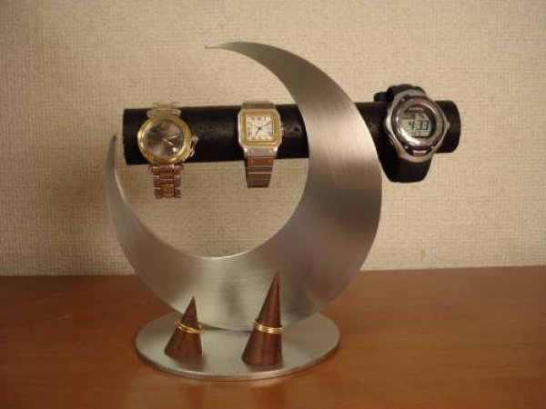 画像1: 誕生日プレゼントに　金環日食ブラック腕時計＆リングスタンド (1)