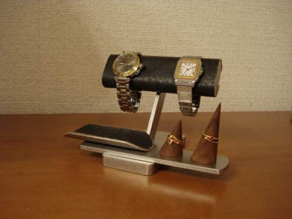 画像1: 腕時計スタンド　ブラックだ円パイプ腕時計＆リングスタンド　WRS667　ウオッチスタンド　時計スタンド　腕時計スタンド 高級　腕時計スタンド おしゃれ　 (1)