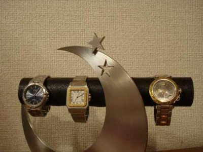 画像1: 誕生日プレゼントに　気まぐれムーンブラック腕時計スタンド　ロングトレイ