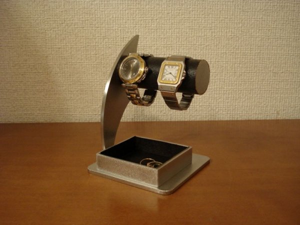 画像1: 誕生日プレゼントに　ブラック2本掛けでかいトレイ腕時計スタンド　DKT55 (1)