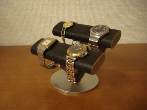 画像1: 腕時計スタンド　ブラックダブル楕円腕時計スタンド (1)