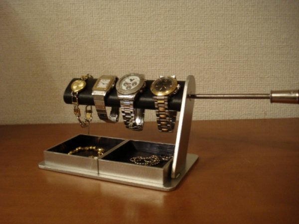 画像1: 腕時計スタンド　ドライバーでだ円パイプの角度を自由自在に変えることが出来る腕時計スタンド　ダブル超デカイトレイ付き (1)