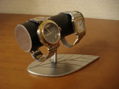 画像1: 腕時計スタンド　ブラック2本掛けリーフ腕時計スタンド 　AK491