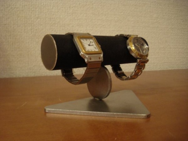 画像1: 腕時計スタンド　 ブラック2本掛け丸支柱腕時計スタンド 　AK55 (1)