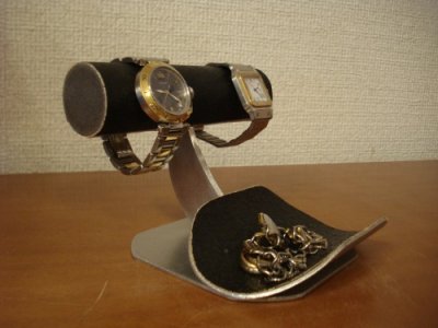 画像1: 腕時計スタンド　どでかいトレイ付き腕時計スタンド　ブラック　AK227 