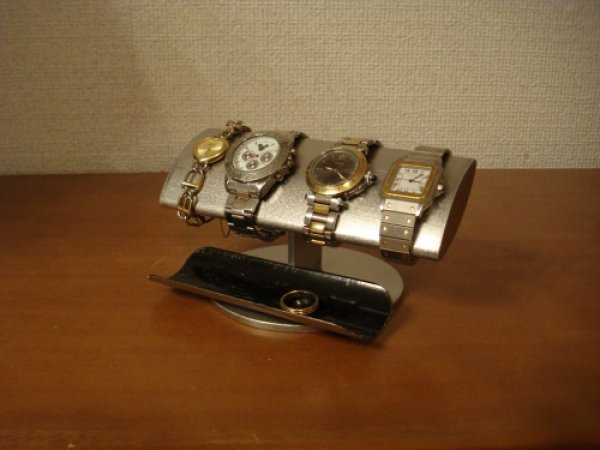 画像1: 腕時計スタンド　誕生日プレゼントに！でかいだ円男性用腕時計スタンド　ブラックロングハーフパイプトレイ　AK591 (1)