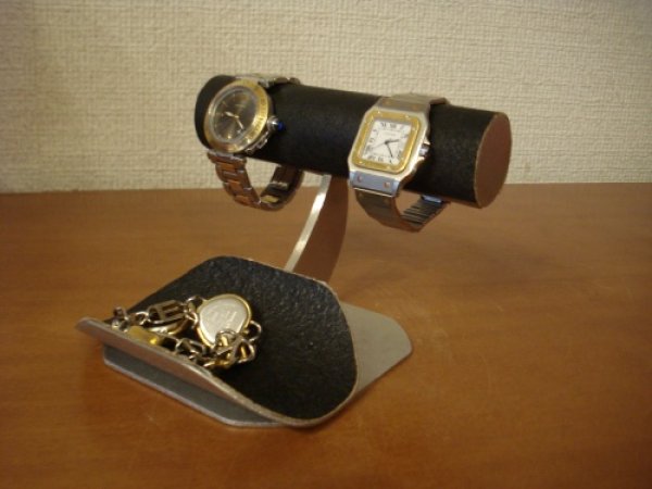 画像1: 腕時計スタンド　どでかいトレイ付き腕時計スタンド　ブラック　AK227  (1)