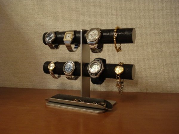 画像1: 腕時計スタンド　ブラック8本掛けロングハーフパイプトレイインテリア腕時計スタンド　AK772 (1)
