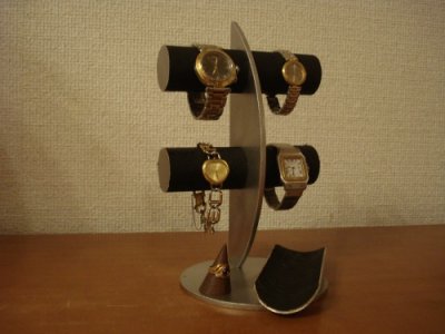 画像2: プレゼントに　ブラック三日月腕時計スタンド！ロングトレイ、指輪スタンド付き　AK663