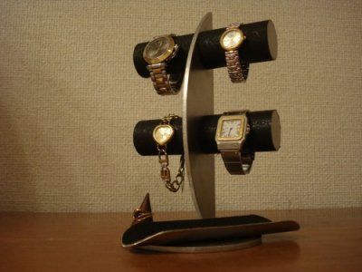 画像3: プレゼントに　ブラック三日月腕時計スタンド！ロングトレイ、指輪スタンド付き　AK663