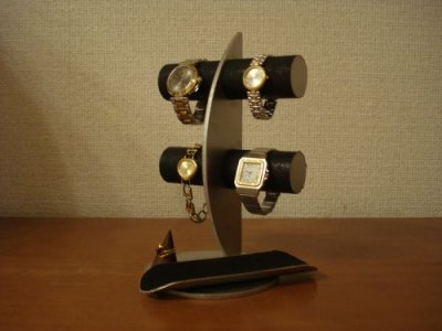 画像1: プレゼントに　ブラック三日月腕時計スタンド！ロングトレイ、指輪スタンド付き　AK663