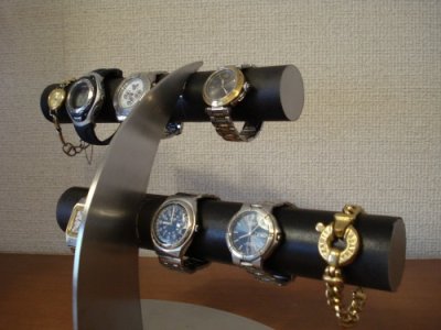 画像2: 誕生日プレゼントに ブラック腕時計収納、保管　6本掛けデザイン腕時計スタンド★太めパイプ　AK774
