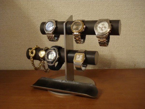画像1: 腕時計スタンド　腕時計スタンド 6本　ウオッチスタンド　ブラック6本掛け腕時計スタンド ロングトレイタイプ　　AK5088 (1)