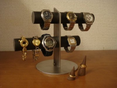 画像1: ウオッチスタンド　ブラック6本掛け腕時計スタンド　指輪スタンドバージョン（未固定　動かせます）　AK5133