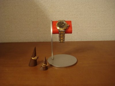 画像1: 時計スタンド　ちょっと背が高いシングルレッドコルク腕時計スタンド　未固定木製リングスタンドバージョン　AK045