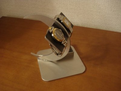 画像2: 腕時計スタンド　ブラック三日月バー腕時計スタンド　角トレイ付き