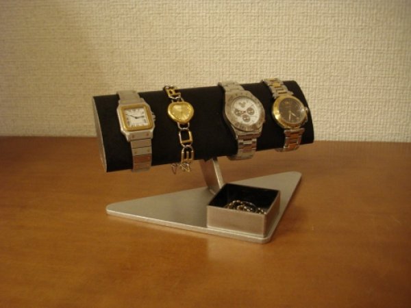 画像1: ウオッチケース　腕周り太い方用幅広だ円ブラック腕時計スタンド (1)