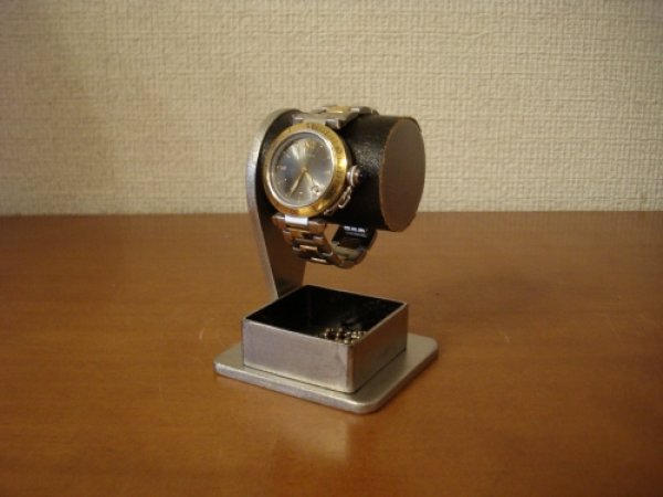 画像1: 腕時計スタンド　ウオッチスタンド 1本　腕時計スタンド 自作　腕時計スタンド おしゃれ　腕時計スタンド かわいい　ブラックコルク腕時計スタンド　角トレイバージョン (1)