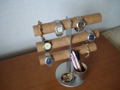 画像1: 腕時計スタンド　12本掛け腕時計タワースタンド トレイ,ペン入れトレイバージョン