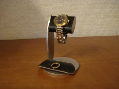 画像3: ウオッチスタンド　ちょっと背が高いシングルブラックコルク腕時計スタンド　ブラックトレイバージョン　
