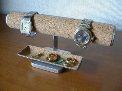 画像3: 腕時計スタンド　丸パイプ腕時計４本掛けトレイ付き　どっしりしています
