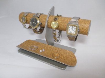 画像3: 腕時計スタンド　4本掛けロングトレイ付きハーフムーン腕時計スタンド　腕時計スタンド