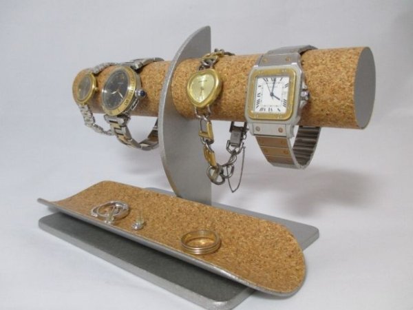 画像1: 腕時計スタンド　4本掛けロングトレイ付きハーフムーン腕時計スタンド　腕時計スタンド (1)