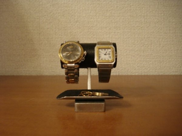 画像1: 腕時計スタンド　♪チビブラックトレイ付き腕時計スタンド　受注製作 (1)