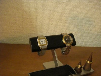 画像3: 腕時計スタンド　ブラックド腕時計、リング、小物入れ付きアクセサリースタンド　リングスタンド固定、トレイ端蓋あり