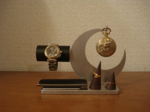 画像1: 懐中時計スタンド　腕時計、懐中時計ブラックトレイ＆リングスタンド未固定バージョン　　ak-design　受注製作 N15611 (1)