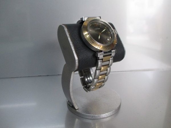 画像1: ウオッチスタンド　だ円一本掛け支柱カーブ腕時計スタンドブラック　 (1)