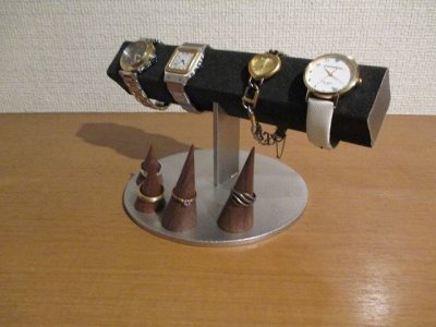 画像3: ウオッチスタンド　腕まわりが大きい時計専用角パイプ腕時計スタンド　ブラック　指輪スタンド　リングスタンド　181113