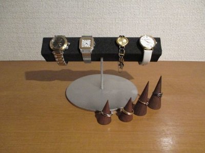画像1: ウオッチスタンド　腕まわりが大きい時計専用角パイプ腕時計スタンド　ブラック　指輪スタンド　リングスタンド　181113