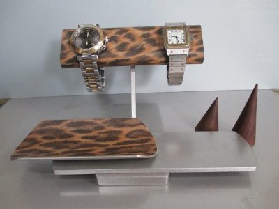 画像1: 腕時計スタンド　だ円パイプ　腕時計、リングアクセサリー収納スタンド　ヒョウ柄模様3バージョン　