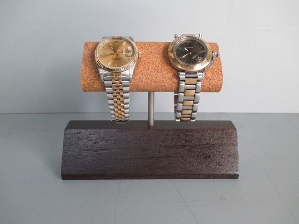 画像1: 腕時計スタンド　木製　2本掛け木製台座腕時計スタンド　木の温もりを腕時計に！ (1)